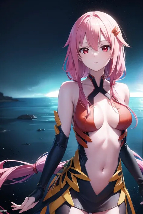 inoriyuzuriha, <lyco:inoriyuzuriha-lyco-nochekaiser:1>, 
inori yuzuriha, hair ornament, hairclip, long hair, pink hair, (red eyes:1.5), twintails,
BREAK bare shoulders, black thighhighs, center opening, cleavage, detached sleeves, elbow gloves, fingerless gloves, gloves, navel, thighhighs, dress, red dress,
BREAK night, night sky, sky, star \(sky\), star \(symbol\), space, sun,
BREAK looking at viewer, (cowboy shot:1.5),
BREAK <lyco:GoodHands-beta2:1>, (masterpiece:1.2), best quality, high resolution, unity 8k wallpaper, (illustration:0.8), (beautiful detailed eyes:1.6), extremely detailed face, perfect lighting, extremely detailed CG, (perfect hands, perfect anatomy),