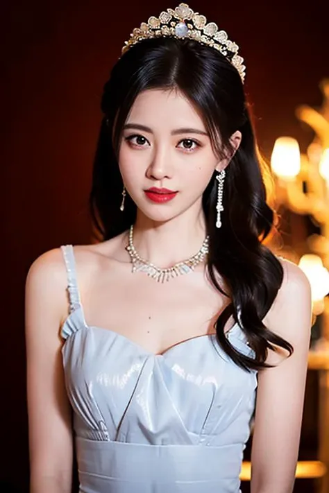 best quality, masterpiece, highres, 1girl, transparent silk china dress, beautiful face, hair ornament, looking at viewer, smile, closed mouth,lips, dress,hair ornament, necklace, jewelry, long hair, earrings, Beautiful face,upon_body, tyndall effect,photorealistic, dark studio, rim lighting, two tone lighting,(high detailed skin:1.2), 8k uhd, dslr, soft lighting, high quality, volumetric lighting, candid, Photograph, high resolution, 4k, 8k, Bokeh , <lora:jJNgy_v20:0.6> <lora:Korean-doll-likeness:.15>