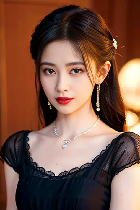 best quality, masterpiece, highres, 1girl, transparent silk china dress, beautiful face, hair ornament, looking at viewer, smile, closed mouth,lips, dress,hair ornament, necklace, jewelry, long hair, earrings, Beautiful face,upon_body, tyndall effect,photorealistic, dark studio, rim lighting, two tone lighting,(high detailed skin:1.2), 8k uhd, dslr, soft lighting, high quality, volumetric lighting, candid, Photograph, high resolution, 4k, 8k, Bokeh , <lora:jJNgy_v20:0.6> <lora:Korean-doll-likeness:.15>
