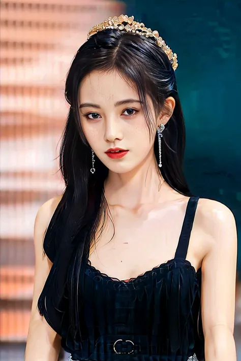 masterpiece, best quality, 1girl, aqua eyes, black hair, closed mouth, multicolored background, looking at viewer, outdoors, solo, ((full body)), alluring, clean, beautiful face, pure face, pale skin, sexy pose,((luxury dress, breasts slit)), long hair, ((perfect female figure)), mature female, milf, narrow waist, chinese deity, seductive, highly detailed,best quality, masterpiece, highres, original, extremely detailed 8K, wallpaper, masterpiece, best quality, illustration, beautifully detailed eyes, cinematic lighting, earrings, jewelry,