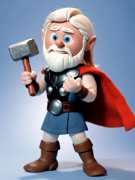 Thor with his hammer, lighting <lora:SDXL-ClaymationX-Lora:0.9> ClaymationX