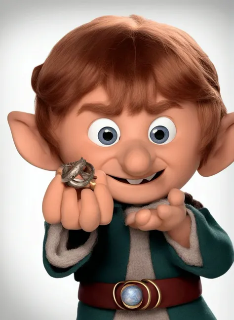 A hobbit holding the one ring ClaymationX <lora:SDXL-ClaymationX-Lora-000002:0.8>