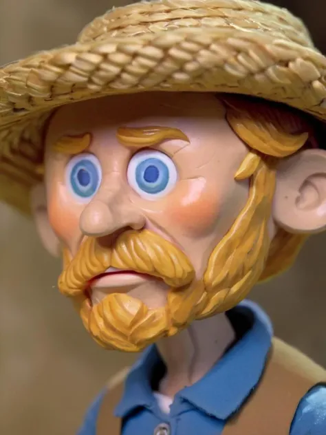 Van Gogh in a straw hat, ClaymationX <lora:SDXL-ClaymationX-Lora:0.8>