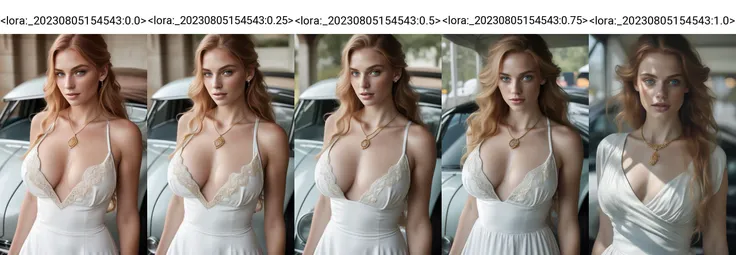 High detail RAW color Photo of a gorgeous woman posing next to an expensive (classic car:1.2), [freckles|(moles:0.8)], toned, fit, hip_bones, ribs, long hair, [(blonde:1.2)|(redhead:1.1)], (big_breasts:1.1), wearing an (elegant white dress:1.2) covered in diamonds, gold jewelry, updo hair, (diamond:1.1) necklace, cleavage, sideboob, intricate lace lingerie, luxurious, mansion, wealthy, marble, glass,
skin_pores, 8k high definition, high detail eyes, highest quality, skin texture, masterpiece, best quality, 8k, perfect lighting, cinematic lighting, HDR, beauty, ultra-detailed, amazing, <lora:_20230805154543:0.0>
