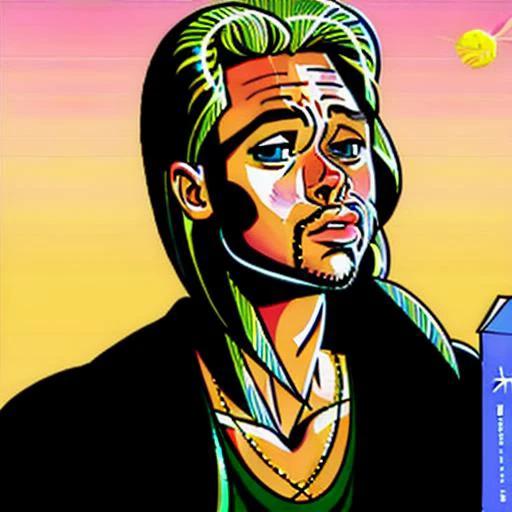 brad pitt, kawaii-colors-style style