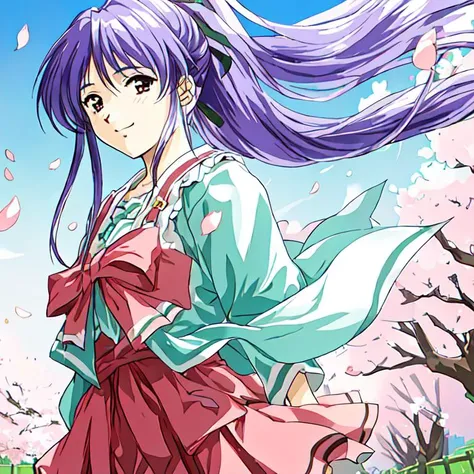 <lora:takabe:0.8>,takabe,1girl,masterpiece,best quality,super fine illustration,smile,cowboy_shot,cherry blossoms full bloom,clear spring,hair blowing in the wind,a petal that blooms,available light,