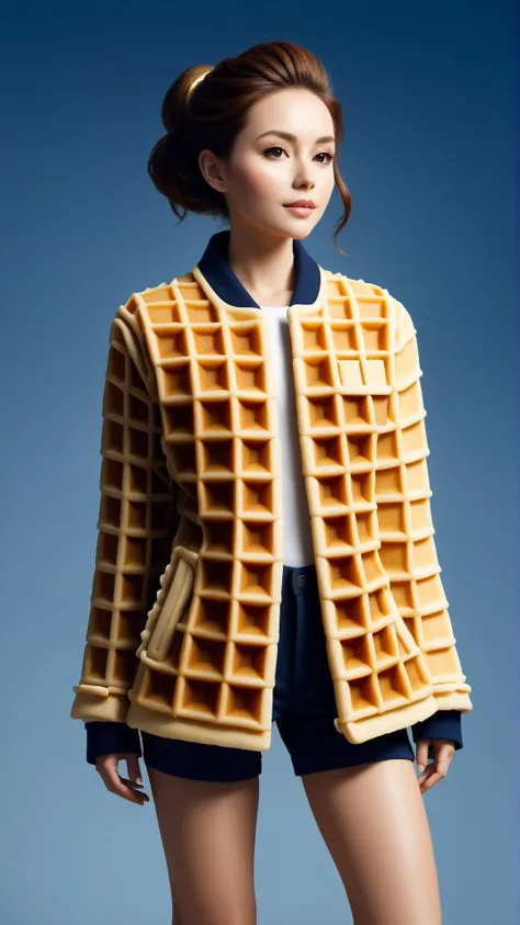 <lora:WaffleStyleXL:1>WaffleStyle  jacket, made out of waffles, (Masterpiece:1.3) (best quality:1.2) (high quality:1.1)