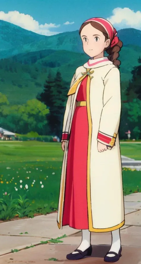 Fashion of a 1girl of (Mary B. Graddy:1.3), Twists hair, ghibli,