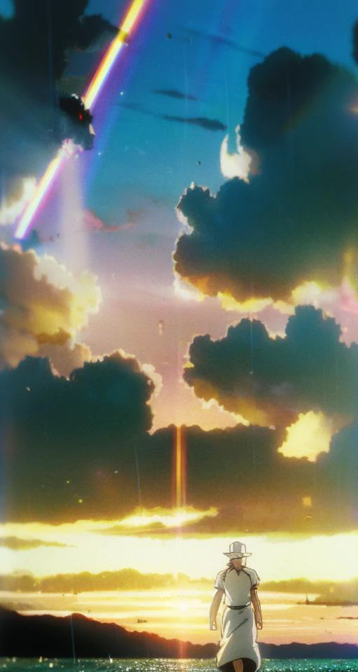 beautiful 1man lex in a white dress blowing in the wind, walking on a stormy beach, dark clouds, (cowboy shot:1.4), realistic, masterpiece, highest quality, backlighting, (lens flare:1.1), (bloom:1.1), (chromatic aberration:1.1), ghibli,
