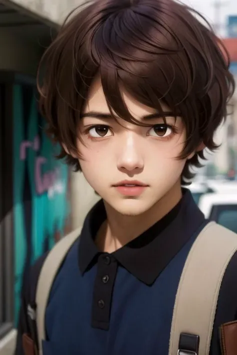 (best quality:1.1), (masterpiece:1.4), wallpaper, , upper body, , , (semi-realistic:1.4), 1boy, solo, male focus, <lora:shun_tokinoya:0.98>, shun_tokinoya, brown hair, brown eyes, , bangs, , post-apocalyptic,