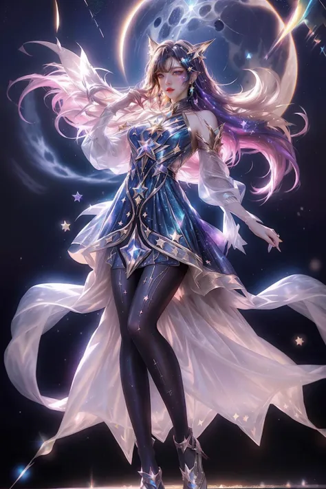 ((best quality)), ((masterpiece)), (detailed), (abstract art:1.3), 1girl, cosmic dress, cosmic beauty, in space, nebula, dynamic pose, upper bosy