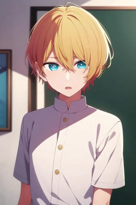 masterpiece, best quality, high quality, 1boy, solo, male focus, looking at viewer, upper body, <lora:hoshino_aquamarine:0.70>, hoshino_aquamarine, star-shaped_pupils,