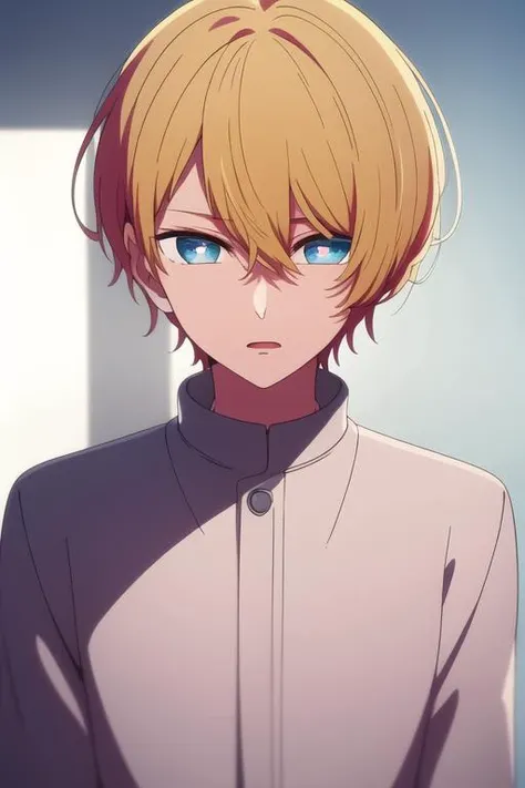 masterpiece, best quality, high quality, 1boy, solo, male focus, looking at viewer, upper body, <lora:hoshino_aquamarine:0.70>, hoshino_aquamarine, star-shaped_pupils, <lora:animemix_v3_offset:0.25>