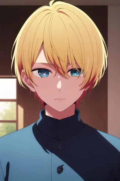 masterpiece, best quality, high quality, 1boy, solo, male focus, looking at viewer, upper body, <lora:hoshino_aquamarine:0.70>, hoshino_aquamarine, star-shaped_pupils, <lora:animemix_v3_offset:0.25>