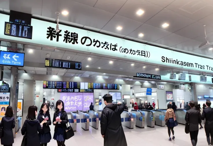 masterpiece, best quality, very aesthetic, absurdres,
shinosaka, norikaeguchi, ticket gate, multiple girls, 6+girls, indoors, skirt, ceiling light, uniform, real world location, train station, multiple boys, bag, tile floor, scenery, blue skirt, english text, tiles
<lora:shinosakaeki_norikaeguchi_SDXL_V1:1>
