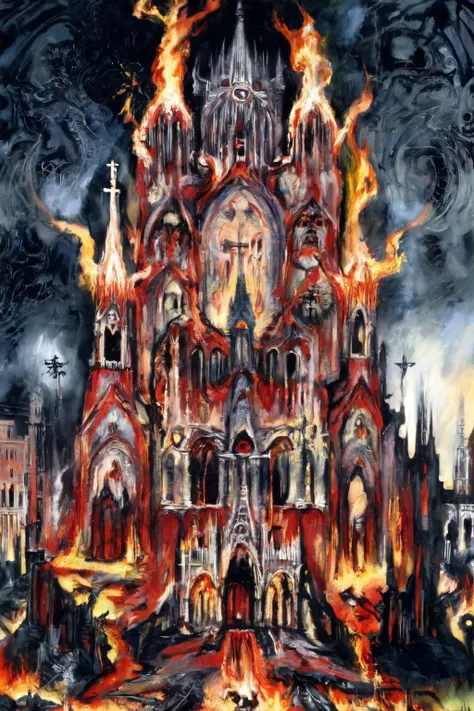 <lora:CBarkerAIXL-1102:1>,painting (medium) cbarkerai,hell's cathedral,extremely detail,intricate interpretation