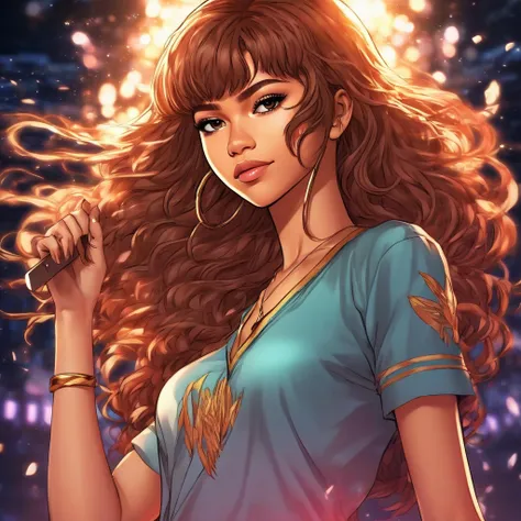 anime artwork 1girl, Zendaya woman, close up, v-neck shirt, dark background <lora:zendaya:1> <lora:offset_0.2:1> . anime style, key visual, vibrant, studio anime, highly detailed