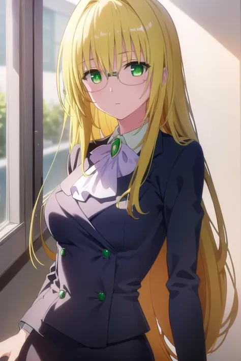 tearjulunatique, <lora:tearju lunatique darkness-lora-nochekaiser:1>,
tearju lunatique, long hair, blonde hair, (green eyes:1.5), sidelocks, glasses,
BREAK shirt, collared shirt, white shirt, suit, formal suit, long sleeves, ascot, white ascot, gemstone, green gemstone, skirt, pencil skirt,
BREAK indoors, classroom,
BREAK looking at viewer, (cowboy shot:1.5),
BREAK <lyco:GoodHands-beta2:1>, (masterpiece:1.2), best quality, high resolution, unity 8k wallpaper, (illustration:0.8), (beautiful detailed eyes:1.6), extremely detailed face, perfect lighting, extremely detailed CG, (perfect hands, perfect anatomy),