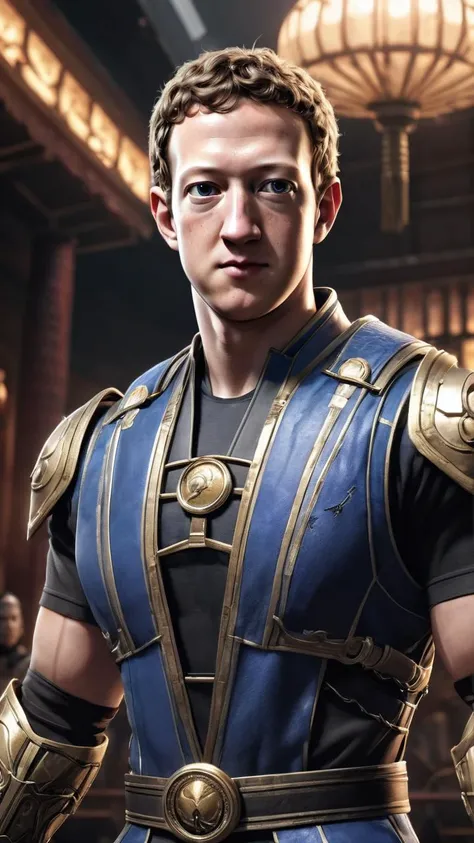 cinematic photo of mark zuckerberg mortal kombat character