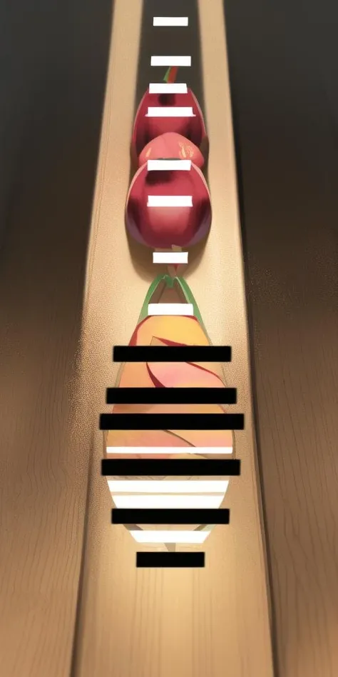 realistic, beautiful, <lora:steampunkengi_barcensor:1>, (bar censor:1.4), black bar, pointless censoring, no humans, object, fruit, peach, on table, wood background, censored peach, studio lighting