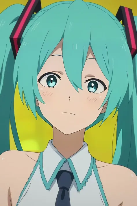 score_9, score_8_up, score_7_up, source_anime, rating_safe, intricate details, anime screencap, , official style, looking at viewer, , , 1girl, hatsune miku, aqua eyes, aqua hair, twintails, hair between eyes, long hair, solo, Incandescent Brilliance, <lora:jigokuraku_style_pony:0.76>, jigokuraku_style, <lora:sdxl_lightning_8step_lora:1>