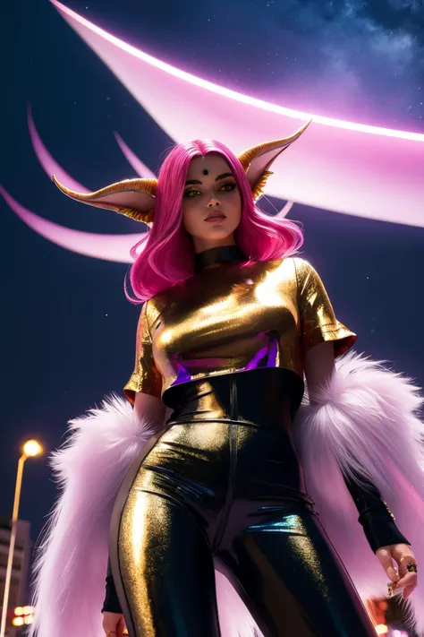 1girl, (dark art stylized by Tom Bagshaw:1.1) and (Richard Serra:1.0) and (Paula Scher:0.8) , scene art, masterwork 3D Rendering, masterpiece Unity Engine, majestic, High exposure of a 86 y.o. large Algerian ([Alvin:Goblin:2]:1.3) , he is Participating in a protest, Alvin is very Refreshing and Shabby, he is [Wood|Velvet] skin, he is feeling very shy, looking away, in a very Delicious Boyfriend jeans and t-shirt, The Boyfriend jeans and t-shirt has lots of tiny details and motives, he has Amig500 Style hair, he has a Velvet Ming Dynasty electric pink Bling, Mechanical Body Parts, Fresh forest and Magellanic Clouds in background, Raining, Bokeh, Relaxed, Figurative Art, short lighting, pinhole lens, Provia, Golden ratio, electric color and electric yellow details, detailed face, realistic and detailed, professional, highly detailed, dramatic