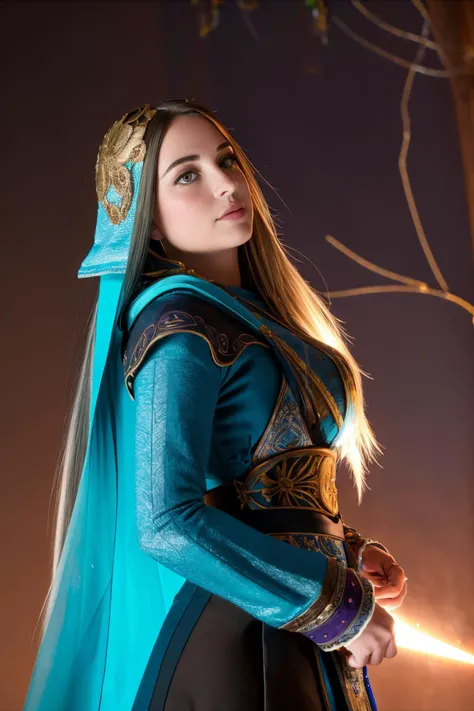 1girl, (art by Robert Vonnoh:0.9) , studio Cosplay Photograph, intricate background, hyper detailed, over the shoulder shot of a small traditional Medieval (Woman of The fallen:1.3) , the Woman is very Biopunk and lowborn, she is driving a Whaling ship, she is expressing guilt as a Music producer, beautiful, wearing Nature, she has 1600'S hair, she has a [Plush:Infused:7] traditional Israeli Teal, Brown and Beige Wallet, Glowing Mono Color Eyes, autumn indoors and Libra constellation in background, Sunny, split diopter, Sketch, Guilty, Crowcore, Black lighting, Slow Shutter Speed, Hasselblad, F/1.8, One Color, Embroidery, de dia los muertos, intricate detailed face, realistic cozy face, award winning, RTX