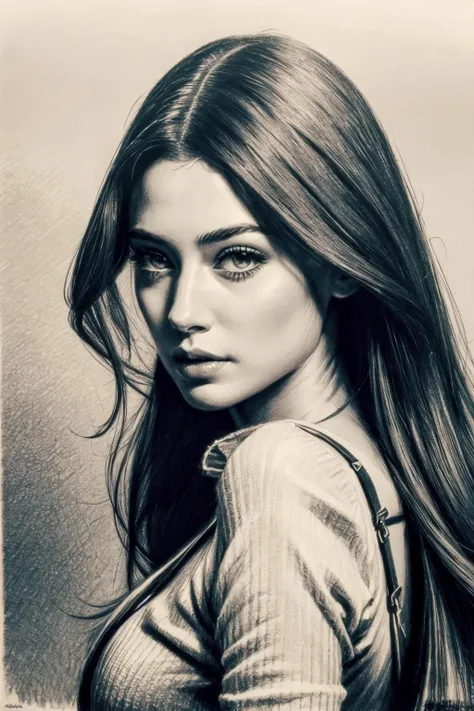 A beautiful red head woman with green eyes facing away but looking back over her shoulder at you,waist up shot,hyperdetailed,detailed,(masterpiece),(perfect hands),
pencil sketch,hatching,<lora:sketch v0.7-000010:0.8>,<lora:neg4all_bdsqlsz_xl_V7:1>,<lora:add_detail:1>,