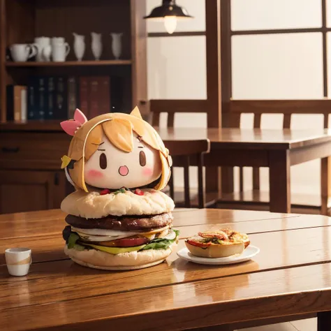 8k,  intricate details,ultra-detailed,absurdres,digital painting, stunning art
[Chicken burguer:fu1fu:.5],<lora:FoodAssets-15:0.4>,luxurious wooden table background,
 ,charcter doll,chibi,<lora:fufuRealisticAnime_v10:0.9>