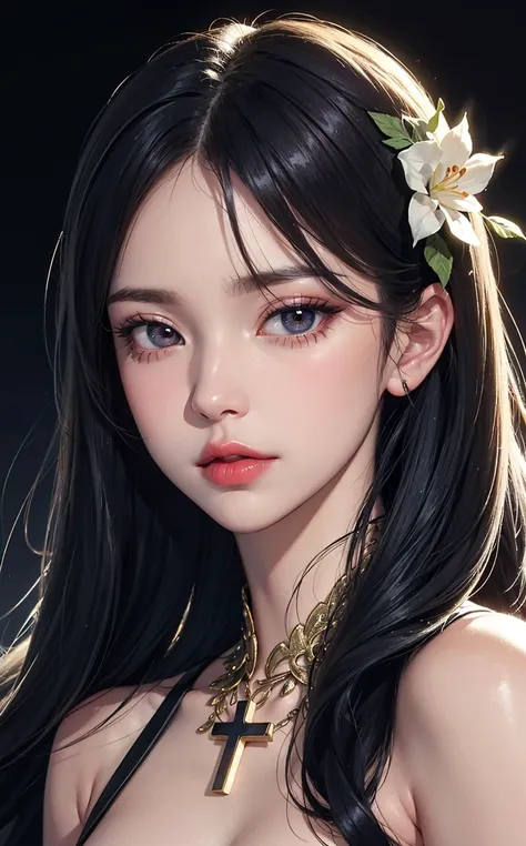(masterpiece:1.4, best quality), (intricate details), unity 8k wallpaper, ultra detailed, beautiful and aesthetic, perfect lighting, (1girl),(blue hair, blue eyes, medium breasts),, dynamic pose, dynamic angle, lipstick, slim, slim body, , detailed background, realistic, perfect detailed face, detailed eyes, highly detailed, blush, hair ornament, rolling_eyes, cross-eyed,