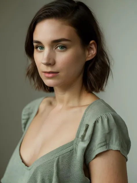 Realistic photo of a beautiful r00n3ym woman, 1girl,solo,looking at viewer,short hair,brown hair,black hair,closed mouth,green eyes,upper body,lips,makeup,realistic,very short hair,soft lighting, professional Photography, Photorealistic, detailed, RAW, analog, sharp focus, 8k, HD, high quality, masterpiece<lora:r00n3ym:1.0>
