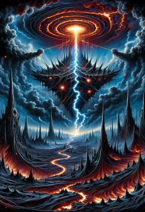 DonMD347hM374lXL hyper detailed masterpiece, dynamic realistic digital art, awesome quality,dynamic elysium,delicate crater,phthalocyanine blue sulfurous void mirage of imagination crepuscular rays,time compression, swirling,darkness,barren,convenience, death metal <lora:DonMD347hM374lXL:1>