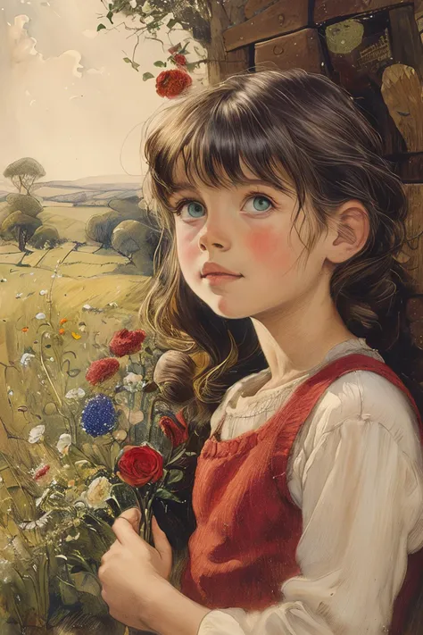 masterpiece,best quality,<lora:tbh131-:0.8>,portrait of girl,illustration,painting,style of E. H. Shepard,