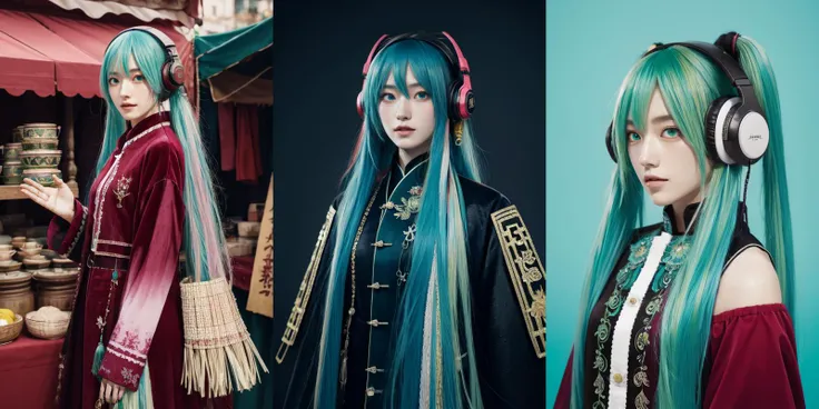 (otherworldly), highly insanely detailed, masterpiece, top quality, best quality, highres, 4k, 8k, RAW photo, (very aesthetic, beautiful and aesthetic),
__lazy-wildcards/cosplay-char/vocaloid/hatsune_miku/prompts__,
<lora:miku_bagua:0.8>,
1girl, solo,
(__lazy-wildcards/char/haircolor__),
__lazy-wildcards/dataset/background__,âââ
