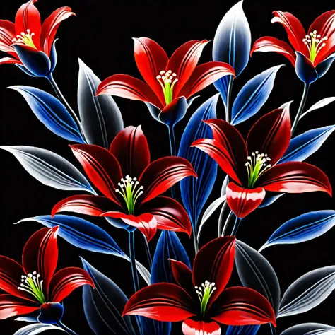 dynamic lighting red flower|plant<lora:add_detail:1.4>,with gray|black|white|blue|obsidian background,