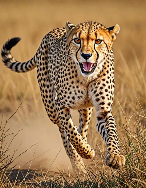 RAW Photograph, a Cheetah chasing it's prey, 35mm photograph, dslr, highly detailed, masterpiece, 8k, hdr, award winning action photo