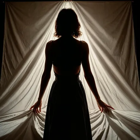 RAW Photograph, insane intricate detail, award winning art, raytracing, sharp focus, 8k, hdr, masterpiece, photography, dslr, kodachrome, 35mm photograph, analog film, professional, highly detailed,
behind a sheet a figure is hidden, its shadow cast upon the sheet, sharply defined by a bright light,
<lora:RMSDXL_Enhance:0.45>,
<lora:add-detail-xl:0.8>,
<lora:RMSDXL_Darkness_Cinema:0.5>,