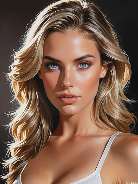 a beautiful girl with white bra portrait | | realistic shaded, unpleasant face, bad looking, fine details, realistic shaded lighting poster by greg rutkowski, magali villeneuve, (artgerm:1.24), jeremy lipkin and michael garmash and rob rey