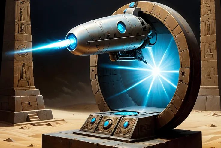 <lora:Ancient_Egypt_Painting_Style:0.45> <lora:FF-Style-ESAO-Andrews-LoRA:0.7> ancientegypt , esao andrews style, ((a portal gun:1.4) from portal game:1.4) on an epic biomechanical pedestal inside Egypt pyramid, hyper realistic, highly detailed