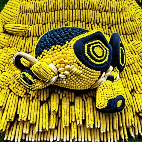 (s8z4n style), looking at viewer, made of corn