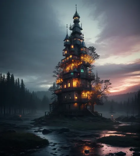 Immerse yourself in a world where the memory lane breathes tales woven in starlight. Inspired by Ismail Inceoglu's vision, crystal sculptures, ornate and mesmerizing, stand amidst the landscape inspired by Simon Stålenhag. Each sculpture, glowing with hues of twilight, embodies tales from the "Chrono-Voyager's Testament", captured through wet plate photography, exhibiting both photo-realism and archival standards