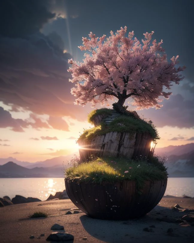 dreamlikeart tree in a bottle, fluffy, realistic, photo, canon, dreamlike, art, colorfull leaves and branches with flowers on top of its head. hyperdetailed photorealism by greg rutkowski - h 1024 w 804 | f 1 6 lens mark 2:2 s 3555 mm film grain :1 lifelike high res sharp focus contrast!! intricate detailed atmospheric light refraction lighting unreal engine 5 cinematic concept photography masterpiece octane render trending at cgsociety rendered as