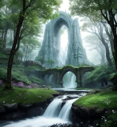 The kingdom of Eldoria stood in the midst of a mystical forest, its towering trees adorned with emerald leaves that shimmered with an otherworldly glow. In this realm, magic flowed like a gentle river, and creatures of fantasy roamed freely. Elves, with their pointed ears and ethereal grace, harmonized with the forest's melody, while unicorns, their coats as white as snow, pranced through the meadows. Yet, a shadow loomed over Eldoriaâa darkness that threatened to engulf this land of wonder. Deep within the heart of the forest, a hidden portal to another realm had cracked open, releasing dark sorcery that began to twist the very essence of Eldoria itself.