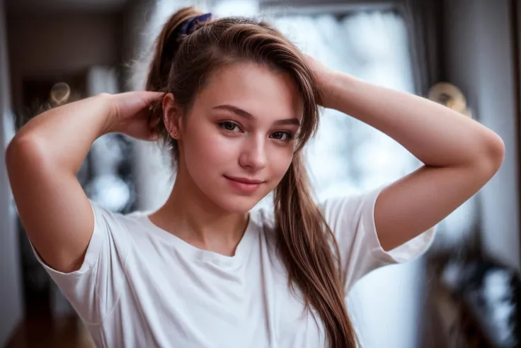 <lora:Ultra_Instinct_TYPE_A:1.5>,photo of a 18 year old girl,adjusting hair,ponytail,happy,looking at viewer,shirt,night,ray tracing,detail shadow,shot on Fujifilm X-T4,85mm f1.2,sharp focus,depth of field,blurry background,bokeh,motion blur,<lora:add_detail:1>,