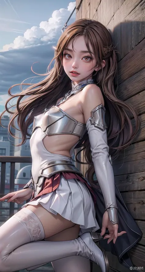 realistic1.49,photorealistic:1.49,film grain:0.4,
(masterpiece),(intricate details),1girl,mature female,pale skin,large breasts:1.49
BREAK
asunayuuki, <lora:asunayuukitest:1>, asuna yuuki, long hair, brown hair, (brown eyes:2), (small breast:1.2), BREAK skirt, thighhighs, bare shoulders, detached sleeves, armor, white thighhighs, breastplate|
BREAK
day,sun,raining,rainbow,((cumulonimbus)),((lying on the anywhere)),
((full body)),from below:1.2,depth of field,looking at viewer