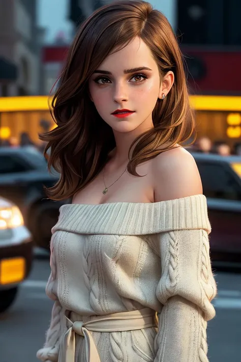 photo of beautiful (emm4w4ts0n-125:0.99), a woman with beautiful hair, as a movie star in a (movie premiere), premiere gala, (near a movie theatre), natural skin texture, (sexy sweater off-shoulder with a strap), 24mm, 4k textures, soft cinematic light, adobe lightroom, photolab, hdr, intricate, elegant, highly detailed, sharp focus, ((((cinematic look)))), soothing tones, insane details, intricate details, hyperdetailed, low contrast, soft cinematic light, exposure blend, hdr, faded, (paparazzi in background), (red lips:1.1)