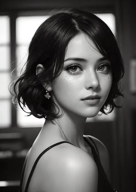 1girl, 21 years old, messy hair, color, splashes of color, (realistic:1.3), finely detailed, quality, (masterpiece:1.2), (photorealistic:1.2), (best quality), (detailed skin:1.3), (intricate details), dramatic, ray tracing, photograph, Callous 1920's Bungalow, Bathed in shadows, Visual novel, Hopeful, , film grain, 200, Depth of field 100mm, Flickr