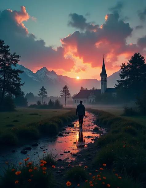 digital art, Biophilic "The Icon of Secrets", at Twilight, Very wide view, capturing the rural life of Switzerland, science fiction, illustration, <lora:Flux_DoubleExposure:1.3> Jeddblexpsre,double exposure, perfect background, delicate, advanced cinematic perfect light, glossy, magic atmosphere