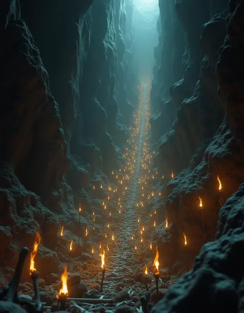A cathedral made entirely of bones floating in the heart of a black hole. The bones shift and rearrange constantly, forming new patterns, while a choir of glowing skeletons sings hymns that ripple through space and time.