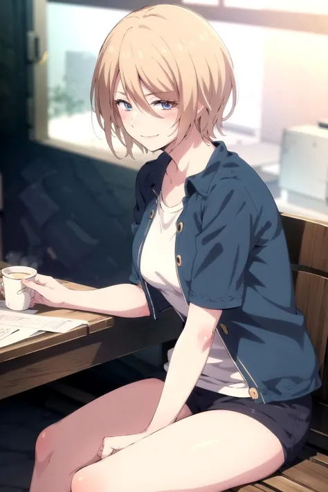 <lora:Akane-14:0.9>, AkaneCT, sitting, shy, embarassed, blushing, smile, arm on table, best quality, masterpiece, highres